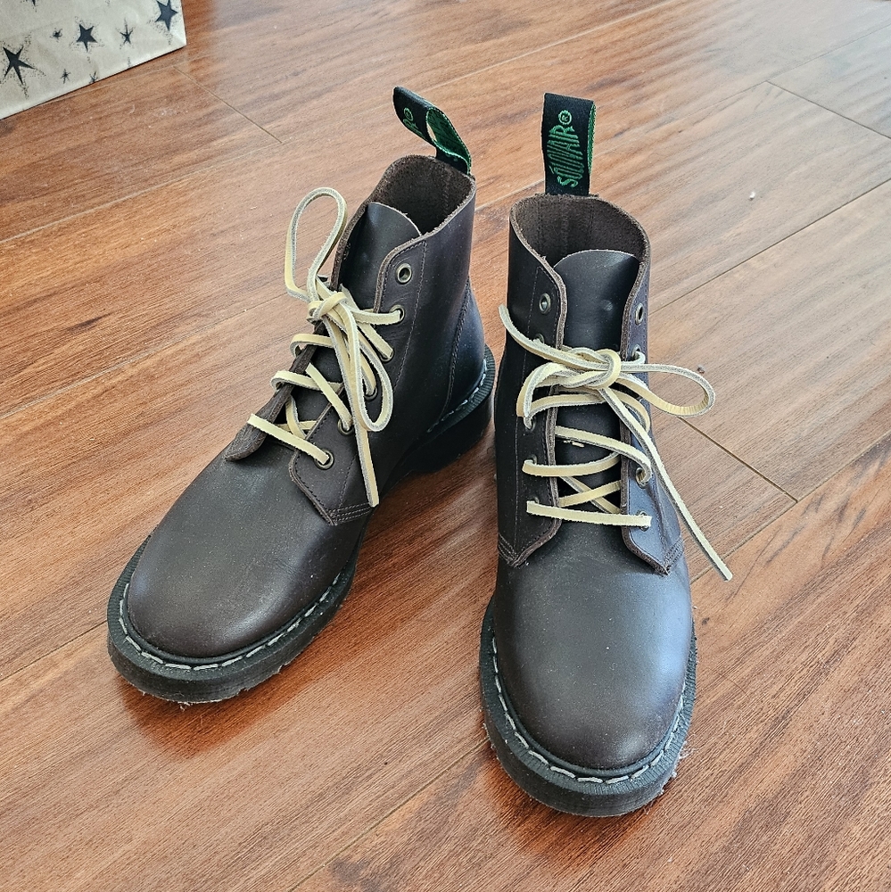 Solovair brown greasy 6 eye astronaut boots